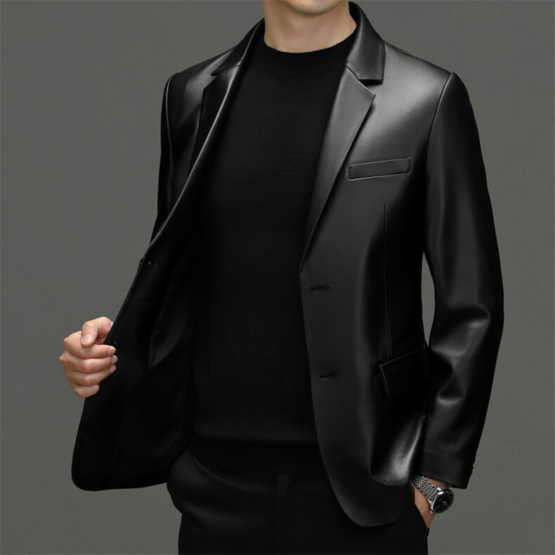 23106秋冬新款海宁男士皮衣皮西服休闲男装外套百搭P700,男装皮衣,电商B360