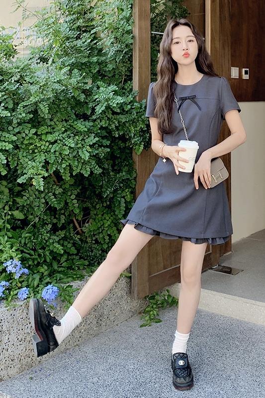 蝴蝶结花边短裙,女装连衣裙,浙宝113