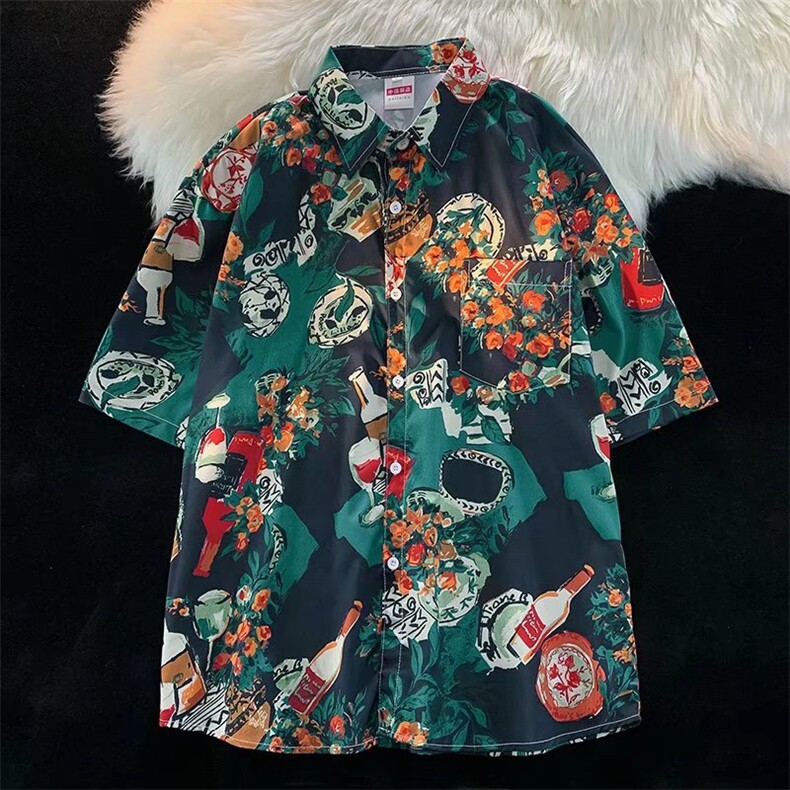 夏季短袖衬衫夏威夷宽松休闲品质复古衬衫四面弹布料CT121P35，男装衬衫，星座1116-2