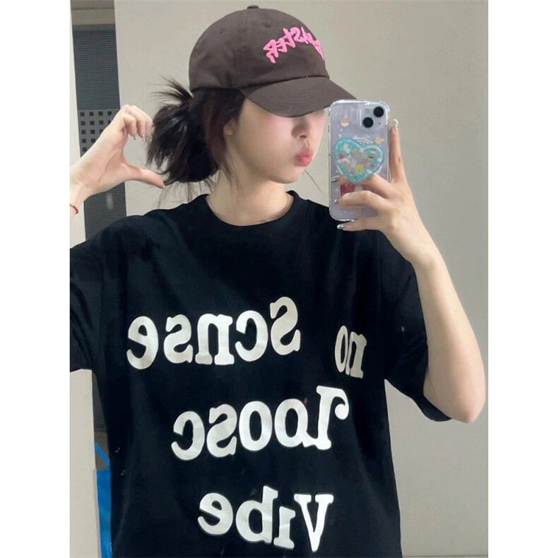 M361-P25美式复古字母纯棉印花短袖情侣款学生T恤潮，女装T恤，星座617A-2