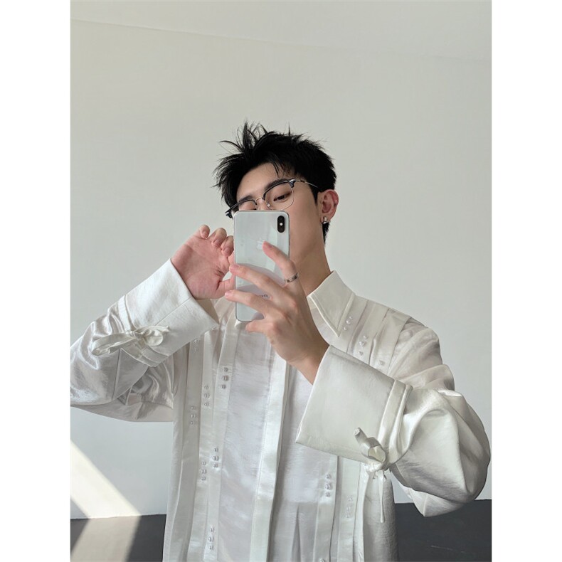 26春夏男士设计感丝滑亮面醋酸珍珠重工衬衫cs228-p108，男装衬衫，电商B288