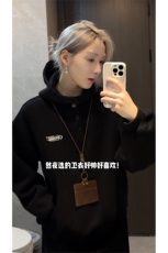 男女同款学院风连帽卫衣加绒厚款百搭帽衫外套3635-特P58加绒P65，女装短外套，电商B295