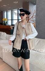 美巾涵5121收腰款皮毛一体马甲，女装马甲，美巾涵