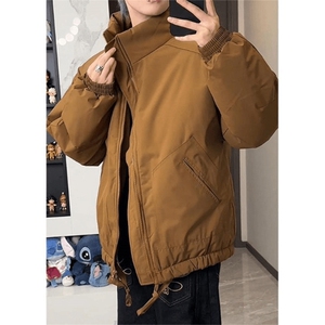 现货冬季美式休闲加厚雪山外套夹克立领纯色三防户外工装棉服图片
