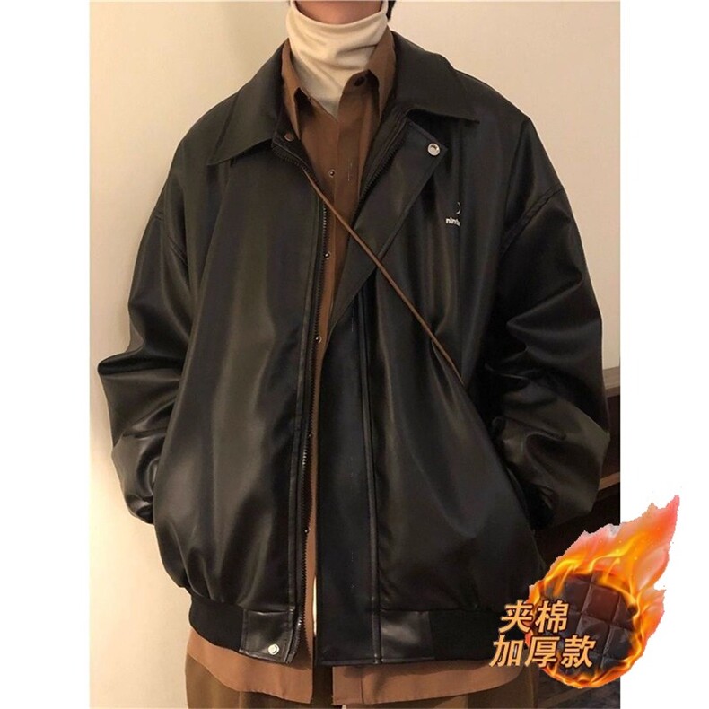 夹棉加厚款秋季新款美式潮牌pu皮外套男机能风街头夹克JKR809图片