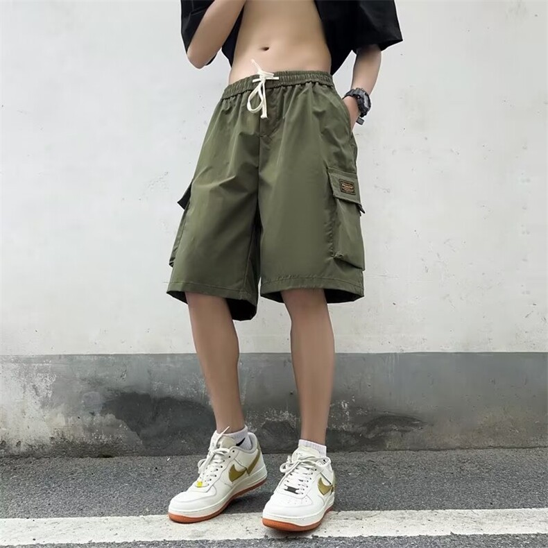 夏季百搭工装短裤oversize日系简约宽松五分直筒休闲学生港风中裤,男装牛仔裤,星座601-2