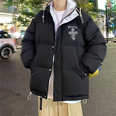 特批港风夜景宽松十字架印花休闲连帽棉服A247-MY162特批85控138，男装棉衣，电商A247