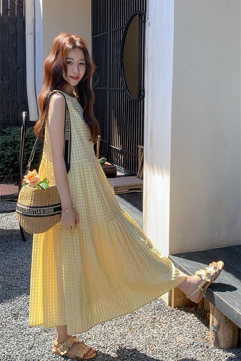 【大货好数据】韩系度假风格纹背心裙C258-2584-P115K188,女装连衣裙,2C258