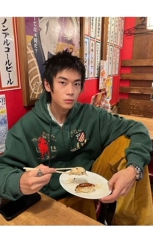 EAHO美式做旧字母印花刺绣连帽卫衣男女春秋宽松休闲百搭外套，女装短外套，星座218-8