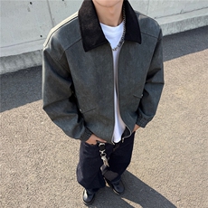 秋冬男士皮衣拼接翻领潮流机车夹克情侣机能外套GS60055，男装皮衣，星座1206（原A206）