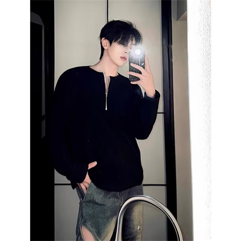 5534-P40新款港风潮流百搭半拉链圆领宽松卫衣，女装卫衣/绒衫，星座617A-2