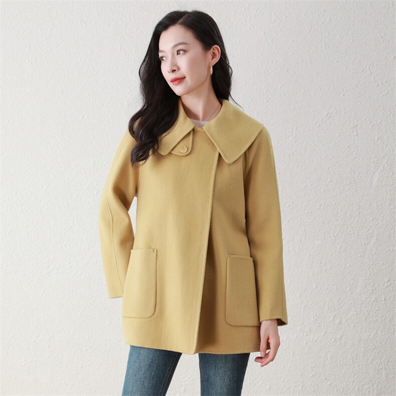 时尚减龄娃娃领双面羊毛大衣女短款显瘦毛呢外套秋冬季新款,女装双面呢大衣,阿舍尔精品