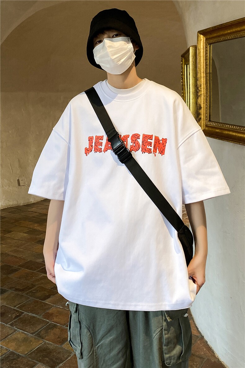 夏季新款美式复古重磅半袖初中生潮卡通字母短袖JK23215-p25控39,男装T恤,星座605(原A050)