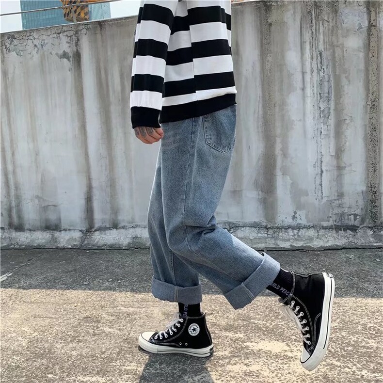 新款水洗黑色牛仔阔腿裤C12P36,男装牛仔裤,星座1116-2