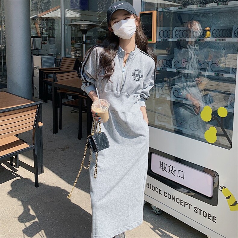 主推款2022现货高腰开叉字母卫衣连衣裙有5528-P115K168,女装连衣裙,浙宝305