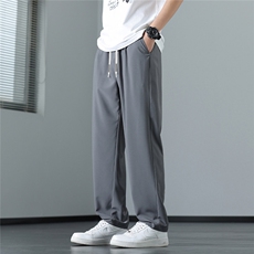 夏季冰丝垂感休闲裤K063模特地板92%聚酯纤维8%氨纶(S-2XL)TP28，男装休闲裤，电商A088