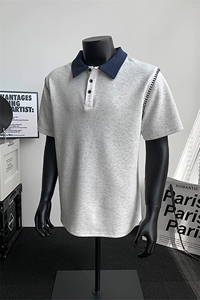 夏季新款港风日系假两件拼接POLO领短袖T恤 XZ213-TX28-P35-控68图片
