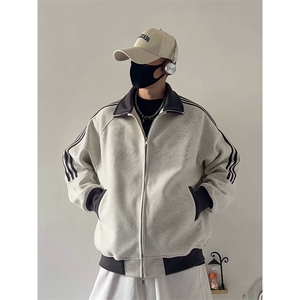 抖音得物高品质 美式高街重磅结构设计拼接织带立领卫衣外套 CM42图片