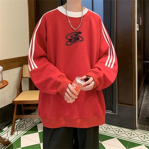 美式三杠条纹复圆领卫衣秋冬男女宽松长袖SW2482 -P45控68 50棉图片