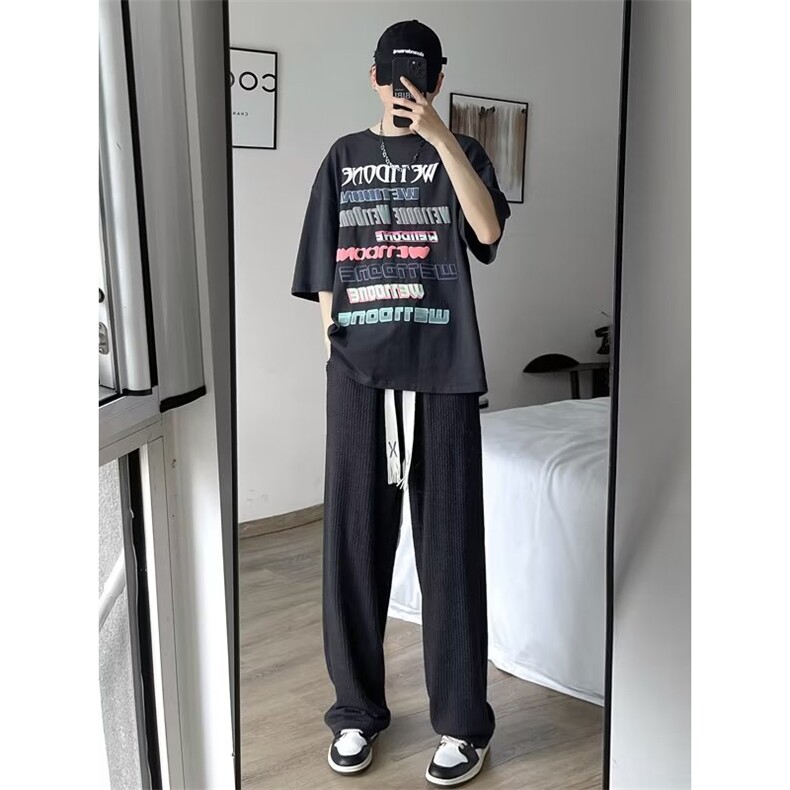 男春夏新款青少年时尚提花冰丝裤休闲裤 P45图片