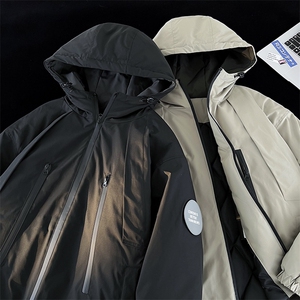 防水纹章双拉链连帽棉服男登山加棉加厚棉衣外套M74-特P105控168图片