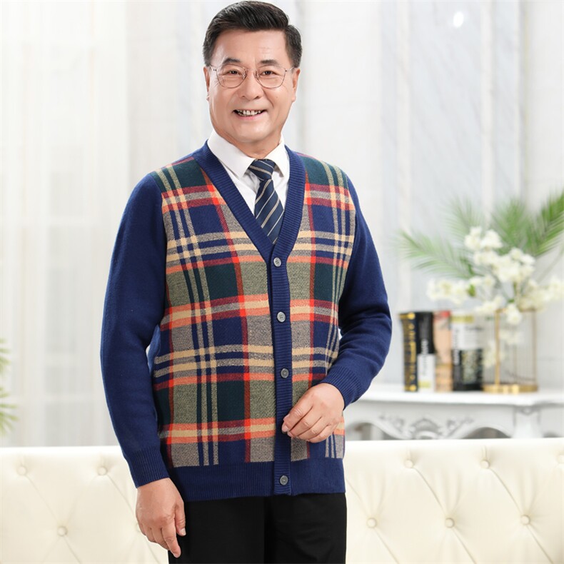 中老年人毛衣开衫女羊毛外套针织爸爸妈妈情侣装本命年爷爷奶奶，男装中老年男装，亚东羊绒制品