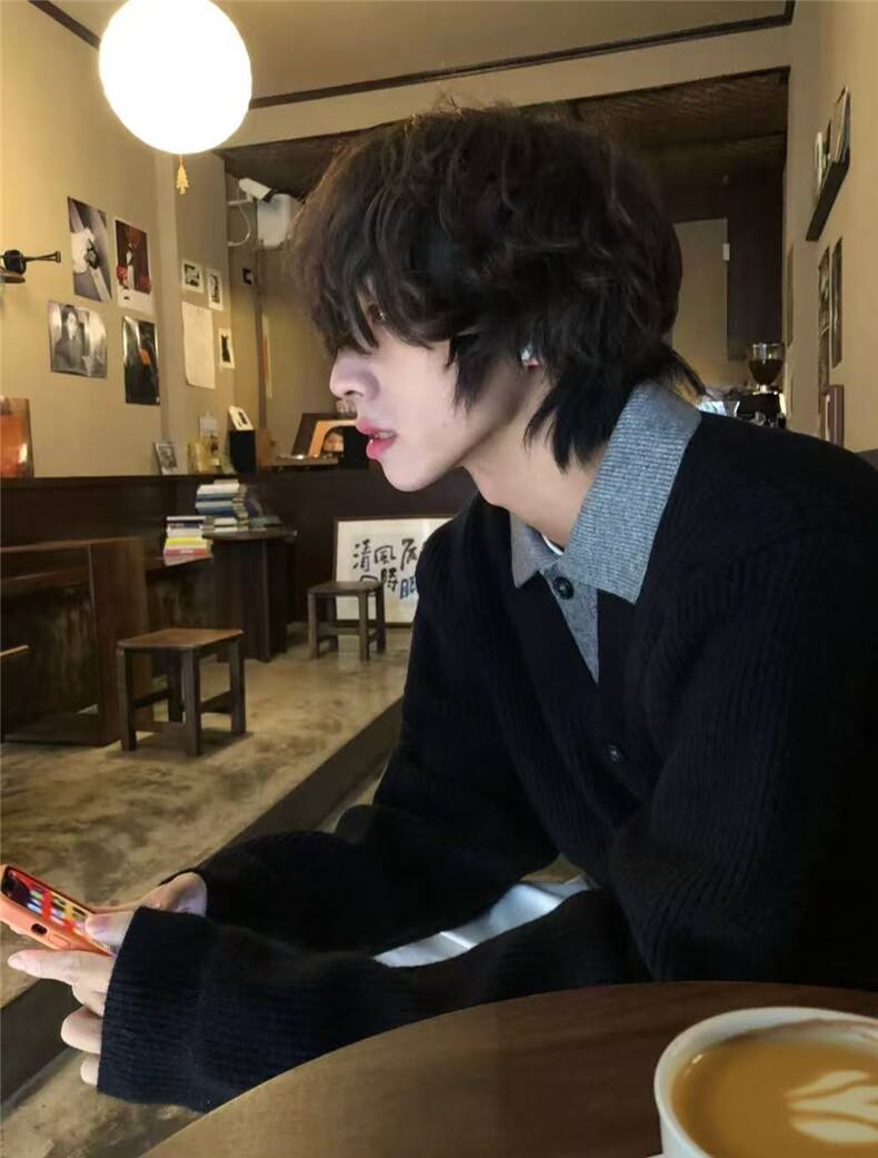 现货冬季优雅假两件V领撞色拼接针织开衫毛衣外套~MY2571批68,男装针织衫/毛衣,星座1411A-6
