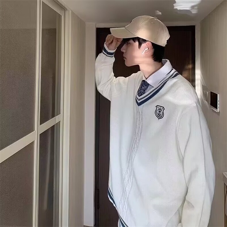 针织毛衣V领流行慵懒简约ins时尚新款日系文艺气质,男装针织衫/毛衣,星座410-6（原星座1304-1）