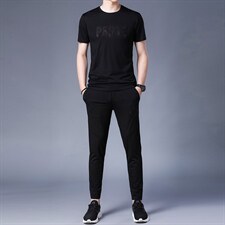 男士休闲百搭套装夏季2023新款圆领短袖t恤运动裤子两件套，男装休闲套装，电商B212（原钱塘6029）