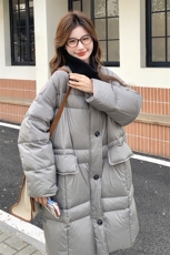 数据好灰色针织拼接50绒羽绒服外套1255P295K428，女装羽绒服，2C176