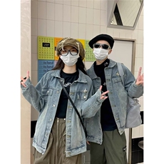 美式复古水洗牛仔外套男春季设计感潮牌高街情侣宽松休闲百搭夹克，男装夹克，星座506A