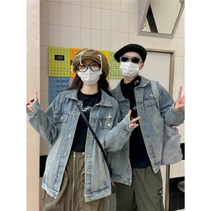 美式复古水洗牛仔外套男春季设计感潮牌高街情侣宽松休闲百搭夹克图片