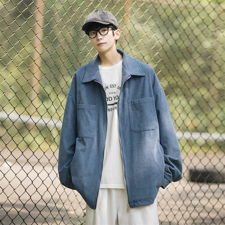2024秋潮流灯芯绒拉链外套男大码cityboy休闲翻领夹克J25019-P85,男装夹克,电商A082