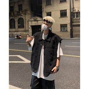 F402 P55男生秋装新中式潮牛仔外套男复古宽松水洗做图片