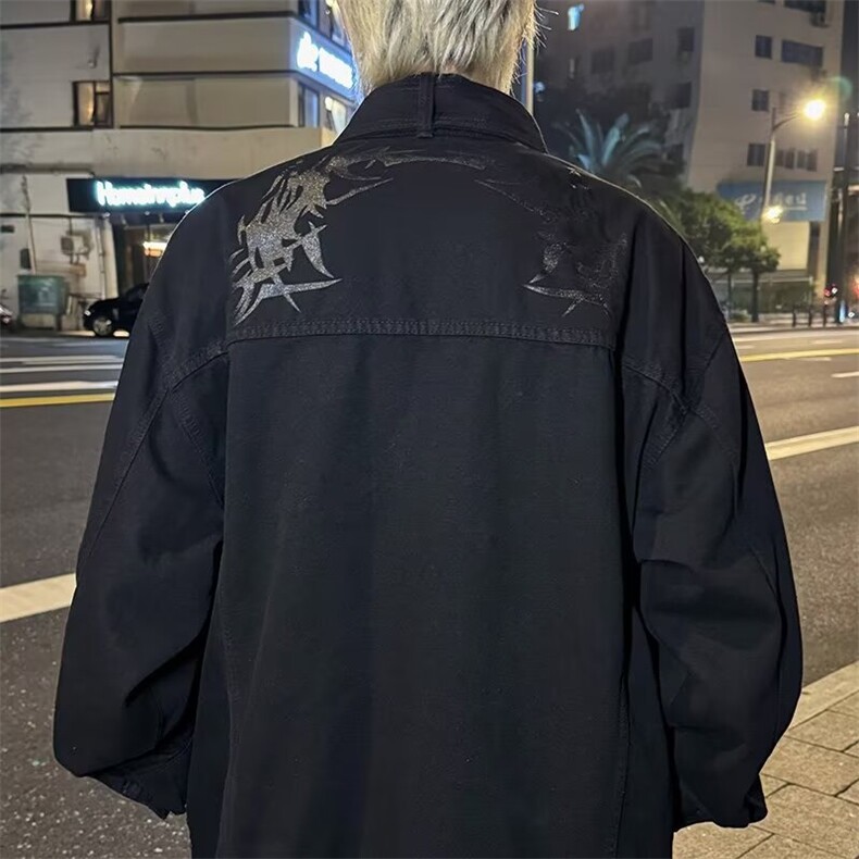 长袖常规款宽松型无品牌春秋冬立领提花外套男纯棉休闲潮牌2151,男装夹克,星座506