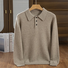 秋冬季35%羊绒休闲商务百搭7针加厚POLO领羊绒衫男装，男装羊绒套衫，隆格羊绒