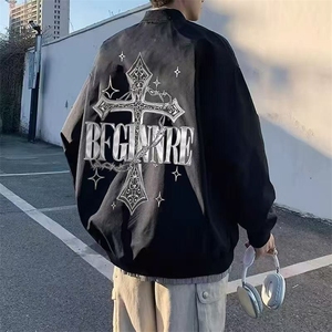 美式黑色棒球服外套男2025新款街头百搭休闲飞行员夹克JKW750图片