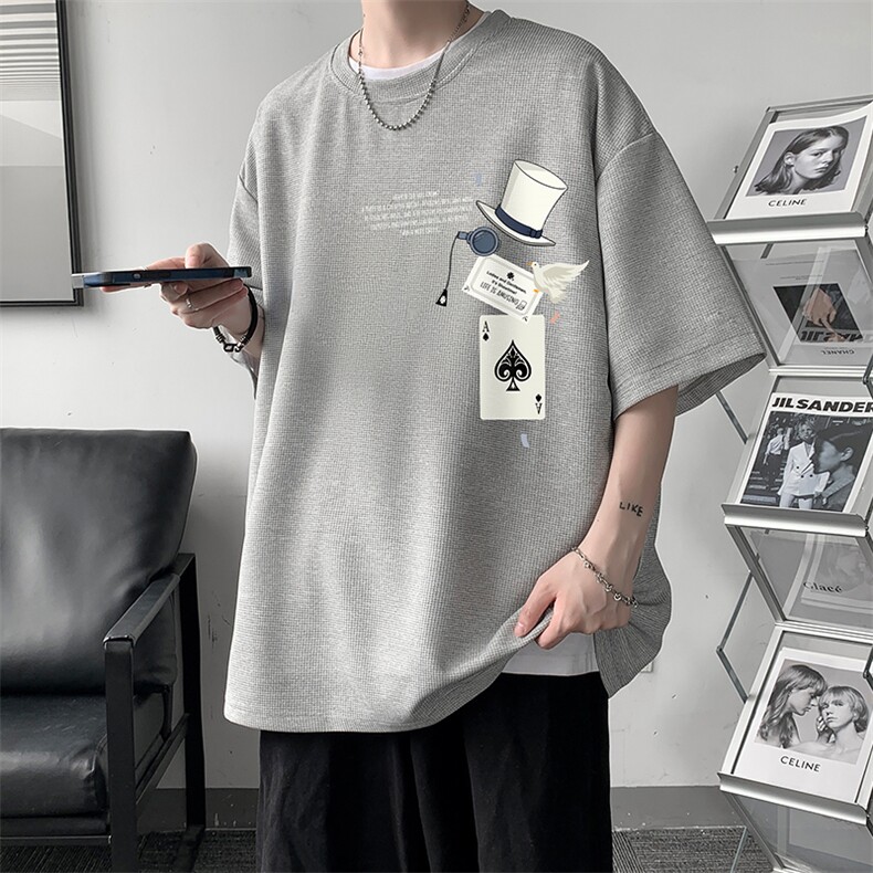 华夫格t恤男短袖男大码五分袖大皂风HT73373-P22,男装T恤,电商A040