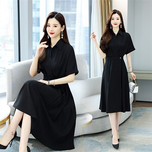 衬衫连衣裙女夏季2022年新款长裙气质显瘦裙子图片