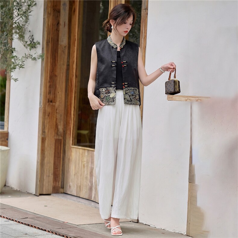 2026年夏季中式女马甲裤子两件套,女装套装/套裙,依路服饰