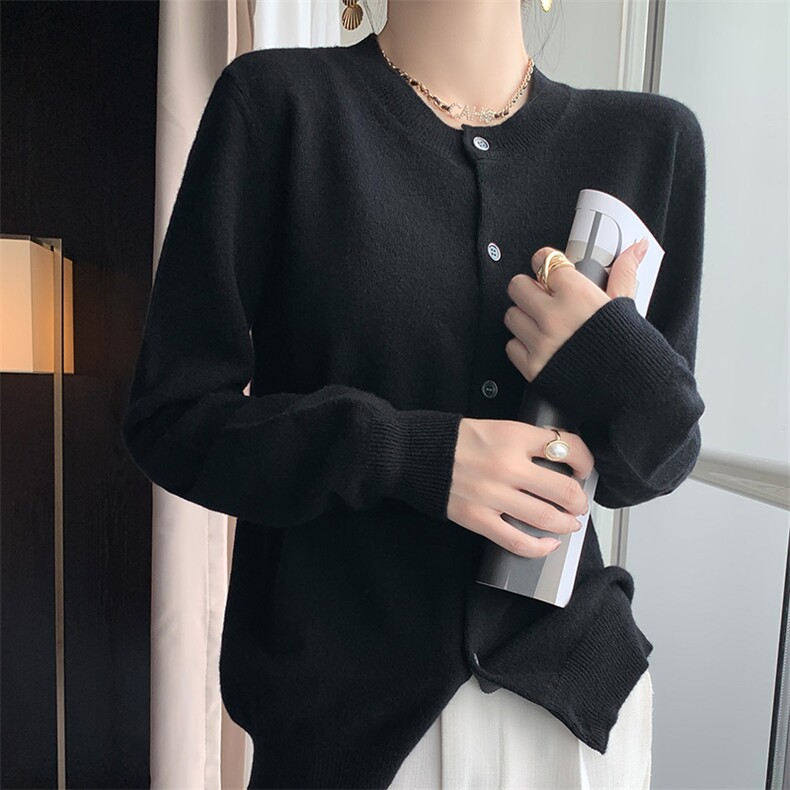 女士羊毛衫女秋冬季保暖针织圆领小开衫,女装羊毛衫,暖思雅