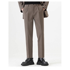 网图男士松紧腰毛呢西裤修身商务垂感九分休闲裤656R/p60常规50，男装西裤，星座223-3（原星座201-3）