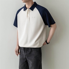 夏男翻领POLO衫拼色男休闲宽松休闲衬衣轻熟风A236-82562-P55，男装Polo衫，电商A236