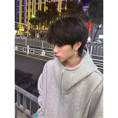 抖音得物高品质秋冬美式高街重磅结构辑明线纹理连帽卫衣外套W111，女装短外套，电商A486-1
