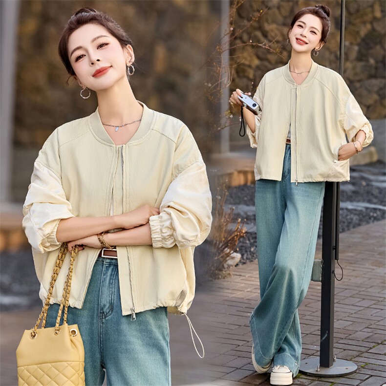 新中式超火皮衣外套女2025春季新款宽松大码机车服夹克现货！现货,女装皮衣,一安秀