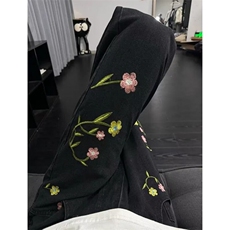 炸街直筒裤子花朵刺绣微喇牛仔裤男潮牌ins宽松休闲裤NHW12，男装牛仔裤，星座1116A（原606A-3）