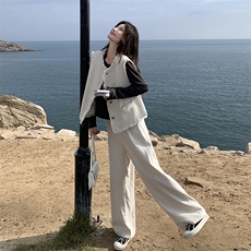 白色小香风马甲套装裤女春秋高级感气质赫本风名媛三件套女神范，女装套装/套裙，2C262