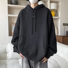 B209-P58秋冬休闲百搭套头针织衫外套日系复古宽松连帽毛衣男，男装针织衫/毛衣，星座512-6
