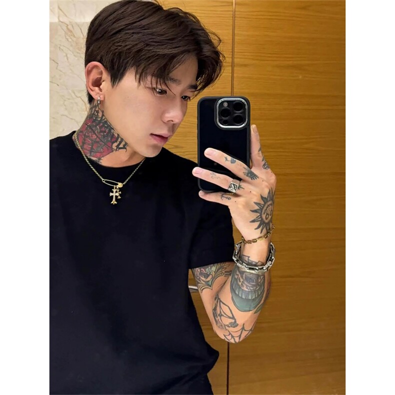 网图有货老钱风纯色软糯针织凉感圆领短袖男休闲上衣tA460-P40,男装T恤,星座1505