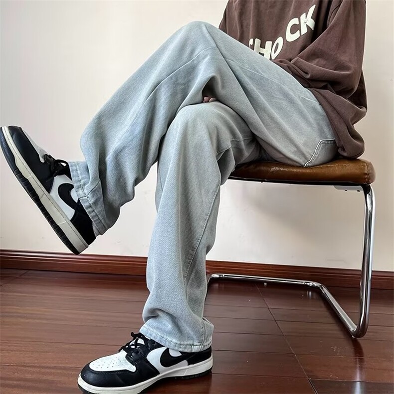 牛仔裤男秋季潮大码休闲裤子高街慵懒男日系N1557P40,男装牛仔裤,星座1116-2